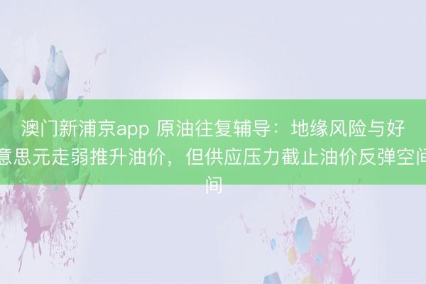 澳門新浦京app 原油往復輔導：地緣風險與好意思元走弱推升油價，但供應壓力截止油價反彈空間